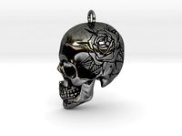 Rose Engraved Skull Pendant | 3D