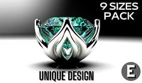 a package of engagement solitaire lotos ring head stud earrings | 3D