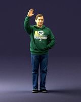 Man with a raised hand in green jacket 0235 3D Print Ready | 3D