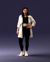 Fashionable girl in white raincoat 0427 3D Print Ready | 3D