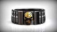 Skull Punisher Ring Fan Art Bandolier Oxidized Silver | 3D