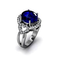 Ring with diamond and cabochon | 3D