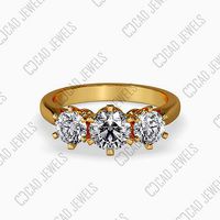 Three stone engagement ring in round diamond - CJ-0005 | 3D