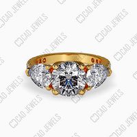 Three stone engagement ring in round diamond dual tone - CJ-0007 | 3D