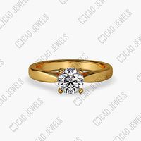 round solitaire ring plain cathedral shank CJ-0046 | 3D