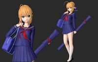 Saber - Fate stay night Artoria Pendragon  - Student Ver | 3D