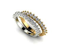 2mm RBC Diamond shared prongs  half eternity Wedding Band  | 3D