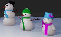 3 diffent snowmen Low poly