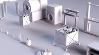 Dry cleaner Industrial store iron public laundry dryer interior