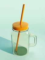 Glass Smoothie Milkshake Jar With Straw