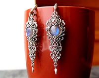 Long earrings with cabochons printable jewelry model | 3D