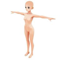 Rigged and animated anime girl basemesh