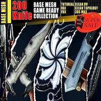 200 Knife Base Mesh Collection Game Ready  Video Tutorial