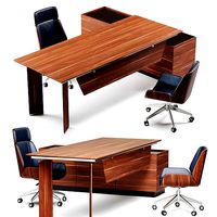 Designer Leather Solid Wood Office Chair with Office Table