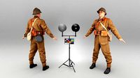 French infantryman ready for animation 360