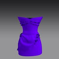 PURPLE STRAPLESS DRESS DRAPED SKIRT LOOK FASHION