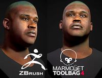 Shaquille O Neal Bust NBA player lowpoly 3D and zbrushhighpoly