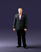 Plump man plaid jacket 0716