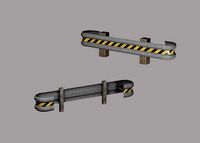 Low roadside iron fence with protective tape