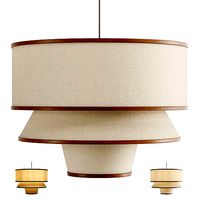 Bruna Walnut Wood and Linen Pendant Light