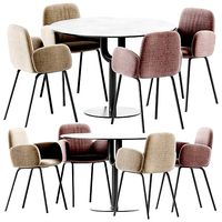 Piper Pedestal Table and Leda Chair With Armrests
