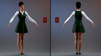 Light Skin Black Teenage Schoolgirl Rigged for Cinema 4D