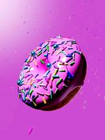 Donut with pink icing and colorful sprinkles