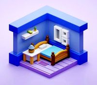 low poly isometric room