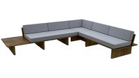 wooden sofa with table