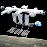 Orbital Reef Space Station with Boeing Starliner Docking Left