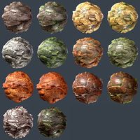 PBR Texture Pack 14 colors 7 rock shapes Seamles