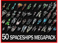 50 Lowpoly Sci Fi Spaceship Kitbash Bundle Megapack