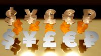 Currency symbols 3d model dollar euro pound ruble yen
