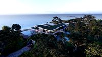 Modern beach villa with interior and 3d grass Revit Lumion