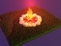 Animated campfire in nature