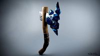 Stylized Axe Weapon with magic crystals PBR low-poly game ready