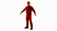 Builder Wearing Orange Coveralls