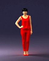 Woman in red suit 0365
