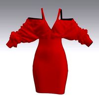 WOMAN LITTLE DRESS V NECKLINE SATIN RED LOOK DRAPED SLEVEE