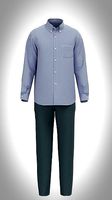 Mens plaid checkered shirt and five pocket woven pant