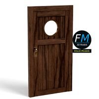 Wooden door with a porthole window