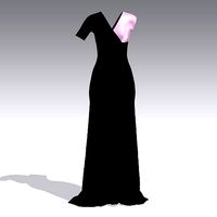BLACK AND PINK COLOR BLOCK LONG DRESS ASYMETRIC SLEVEE