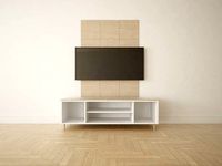 Ikea style tv wall with tv wall panels and tv stand