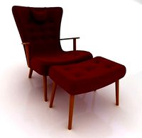 armchair and ottoman scandic 3d model