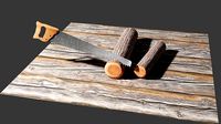 Handsaw and Wood Logs
