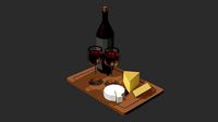Lowpoly Wine-Cheese Plate