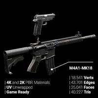Game-ready 3D M4A1-MK18 and Sig Sauer P226