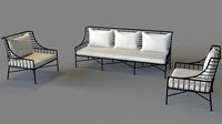 Breton Black Metal Outdoor Sofa And Chair