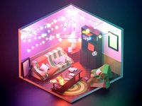 stranger-things low poly model render in blender