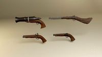 Flintlock pirate guns and shotguns and hand cannons collection